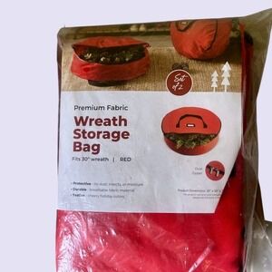 30 Inch Wreath Storage Bags 2 Pack Waterproof Dual Zipper Handle Red NWT
